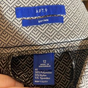 APT. 9 tan with black accents cropped pants. Size 12
